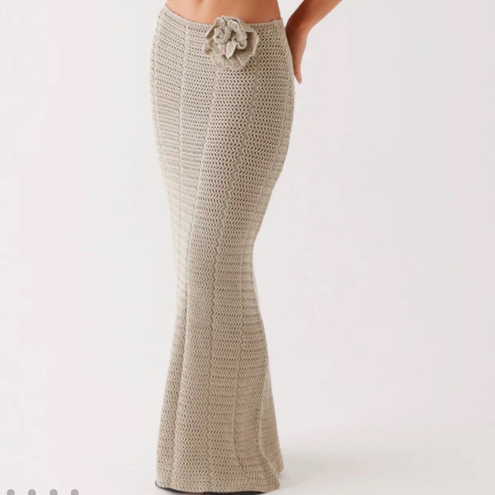 Peppermayo Kelcie Rose Crochet Maxi Skirt in Sage Size S-M